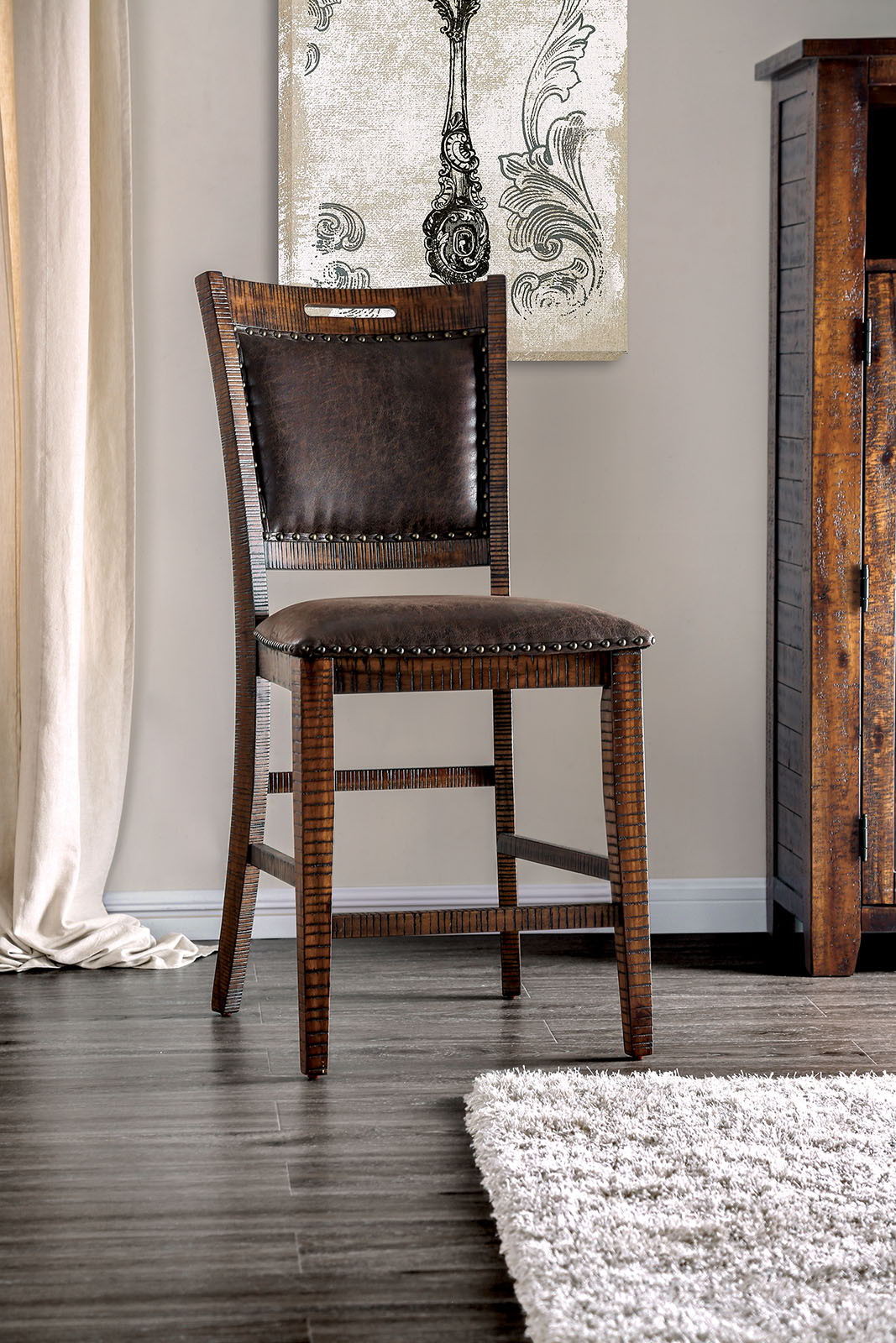 Furniture of America Wichita - Counter Height Chair (Set of 2) - Distressed Dark Oak | Meri Furniture