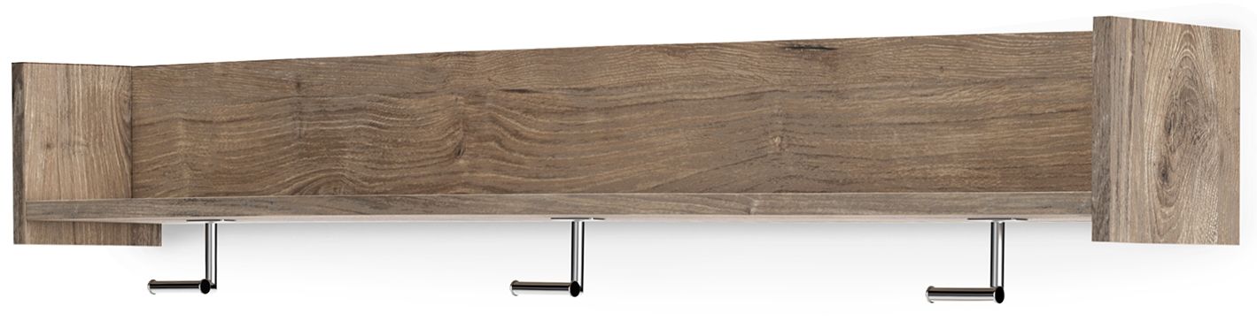 Ashley Furniture Oliah - Natural - Wall Mounted Coat Rack W/shelf | Meri Furniture