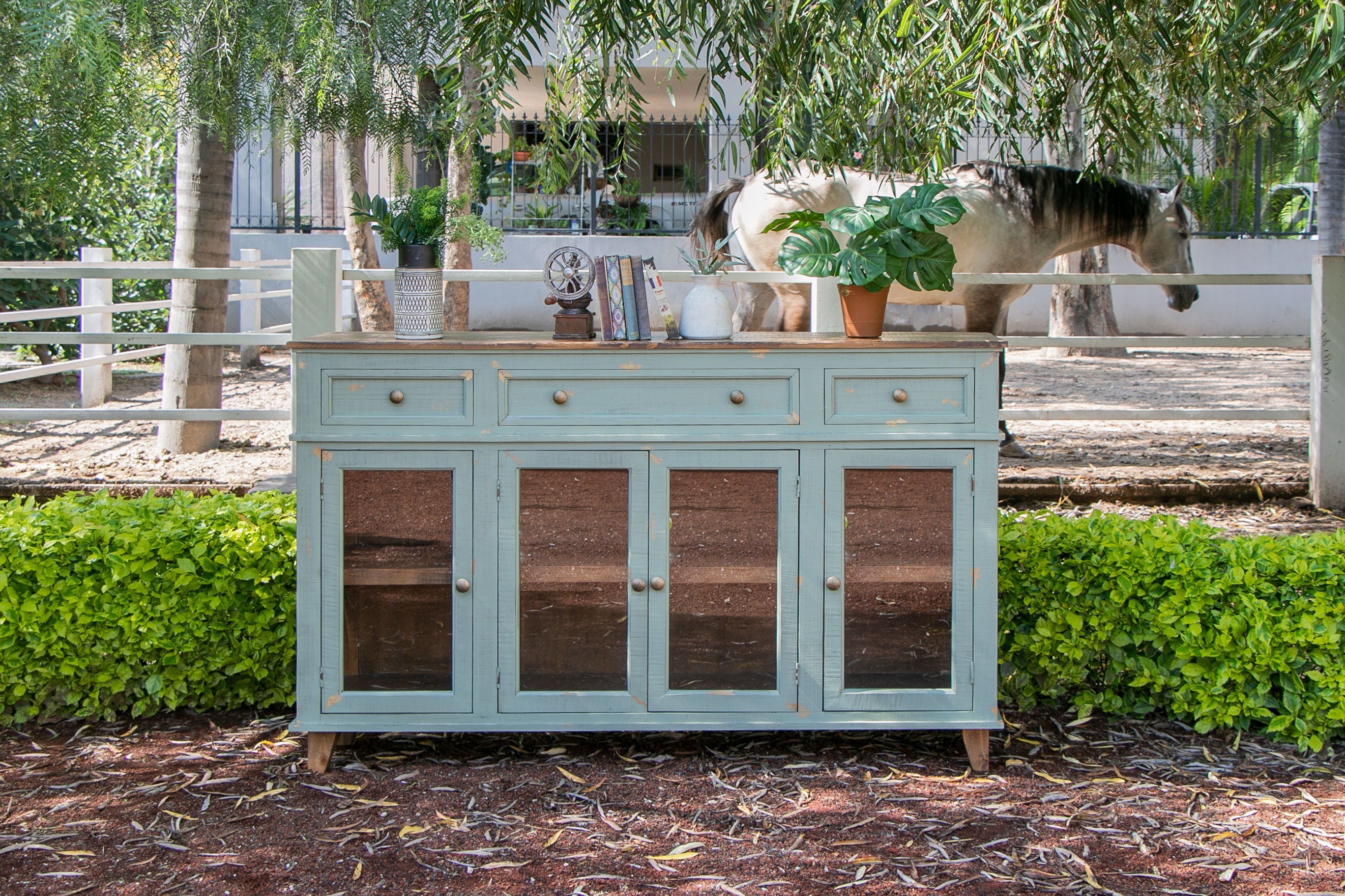 International Furniture Direct Toscana - Console / TV Stand / Buffet - Sage Green | Meri Furniture