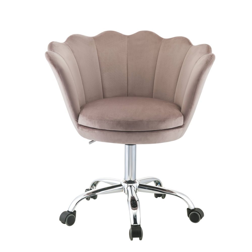 ACME Micco - Office Chair - Rose Quartz Velvet & Chrome | Meri Furniture