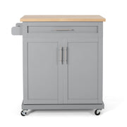 Negley - Contemporary Kitchen Cart With Wheels - Gray