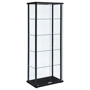 Coaster Fine Furniture Delphinium - 5-Shelf Clear Glass Curio Display Cabinet - Black | Meri Furniture