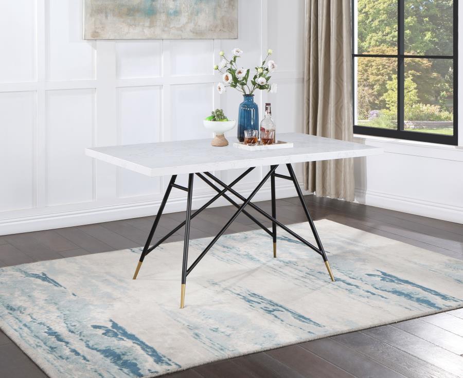 Gabrielle - Rectangular Marble Top Dining Table - White