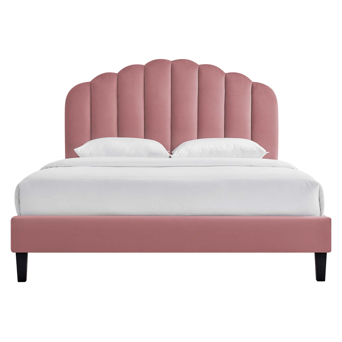 Daisy Tapered Wood Leg Performance Velvet Queen Platform Bed by Modway