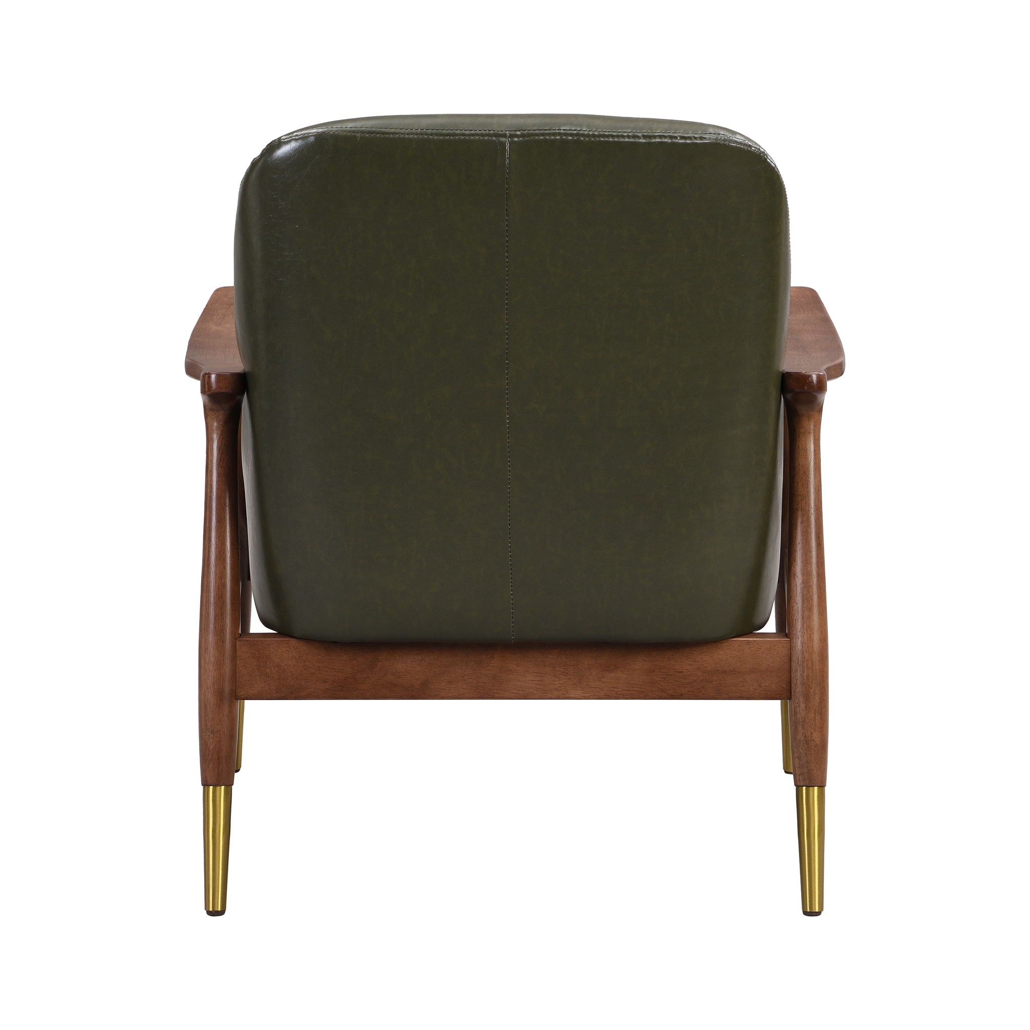 Mid - Century Accent Chair With Cushioned Seat, Brass Tipped Legs