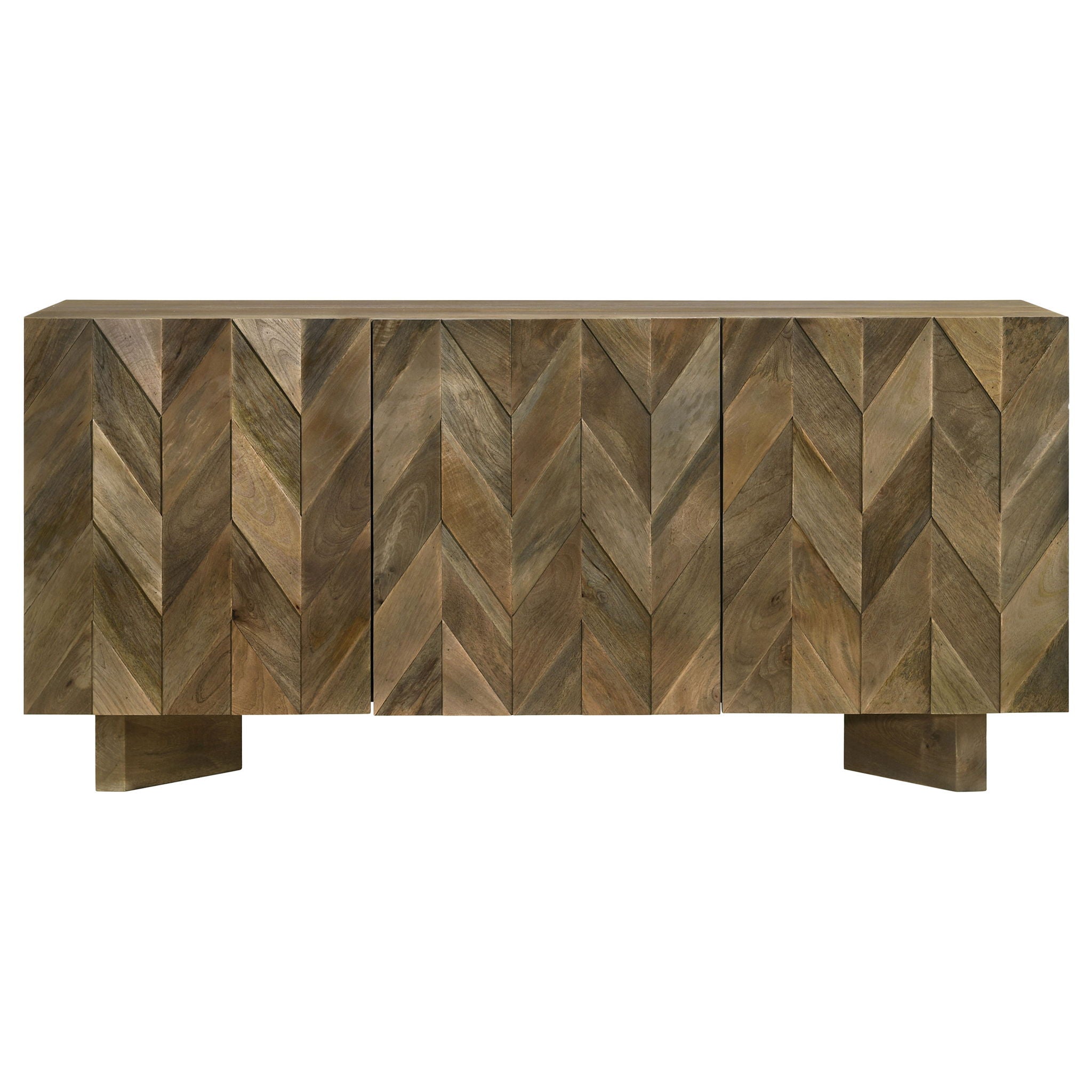Roman - 3 Door Server With Chevron Design - Brown