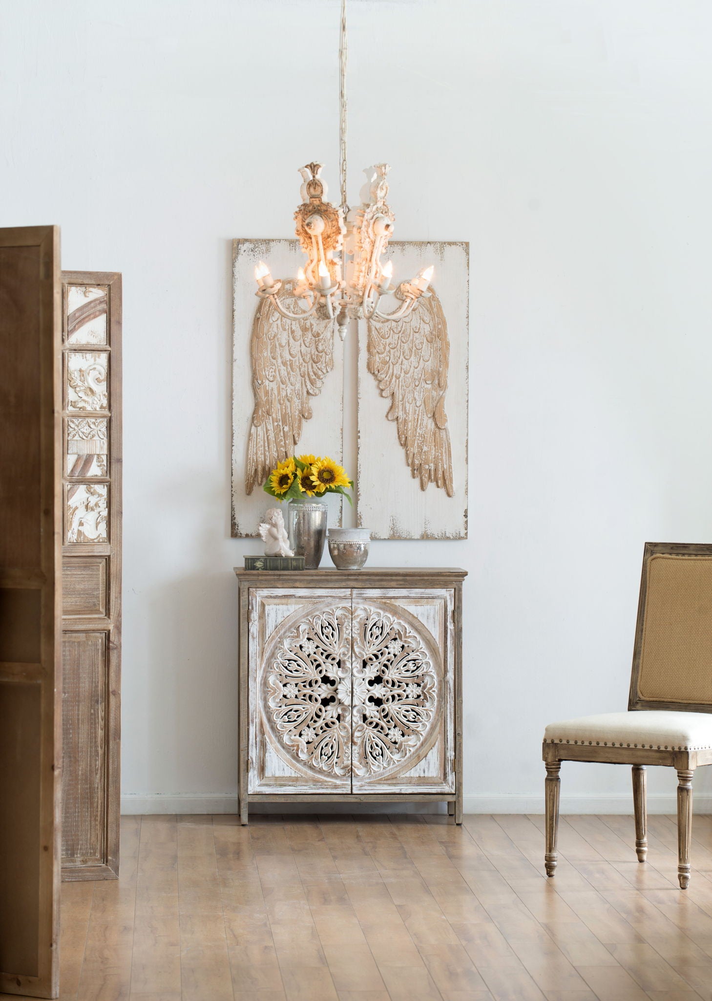 Feather Wing Wall Panels With Distressed, Rectangle Hanging Wall Art (Set of 2) - Multicolor