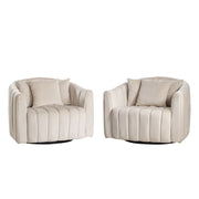 Upholstered Oversized 360° Swivel Accent Barrel Chair And Half Cozy Sofa With 3 Pillows