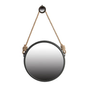 Handsome Cleveland Mirror With Rope Strap Contemporary Design Circle Mirror With Round Metal Frame For Wall Decor