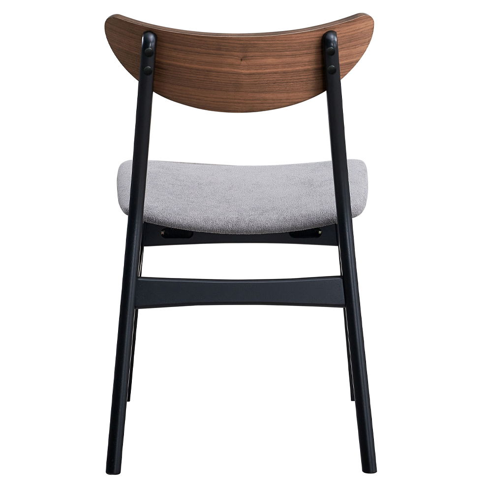 Rebi - Side Chair Set of 2) - Gray Linen, Walnut & Black