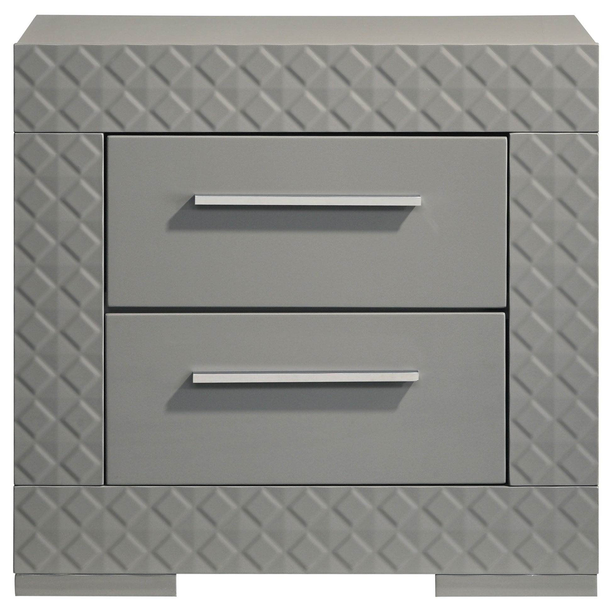 Coaster Fine Furniture Ives - 2-Drawer Nightstand Bedside Table - Gray High Gloss | Meri Furniture