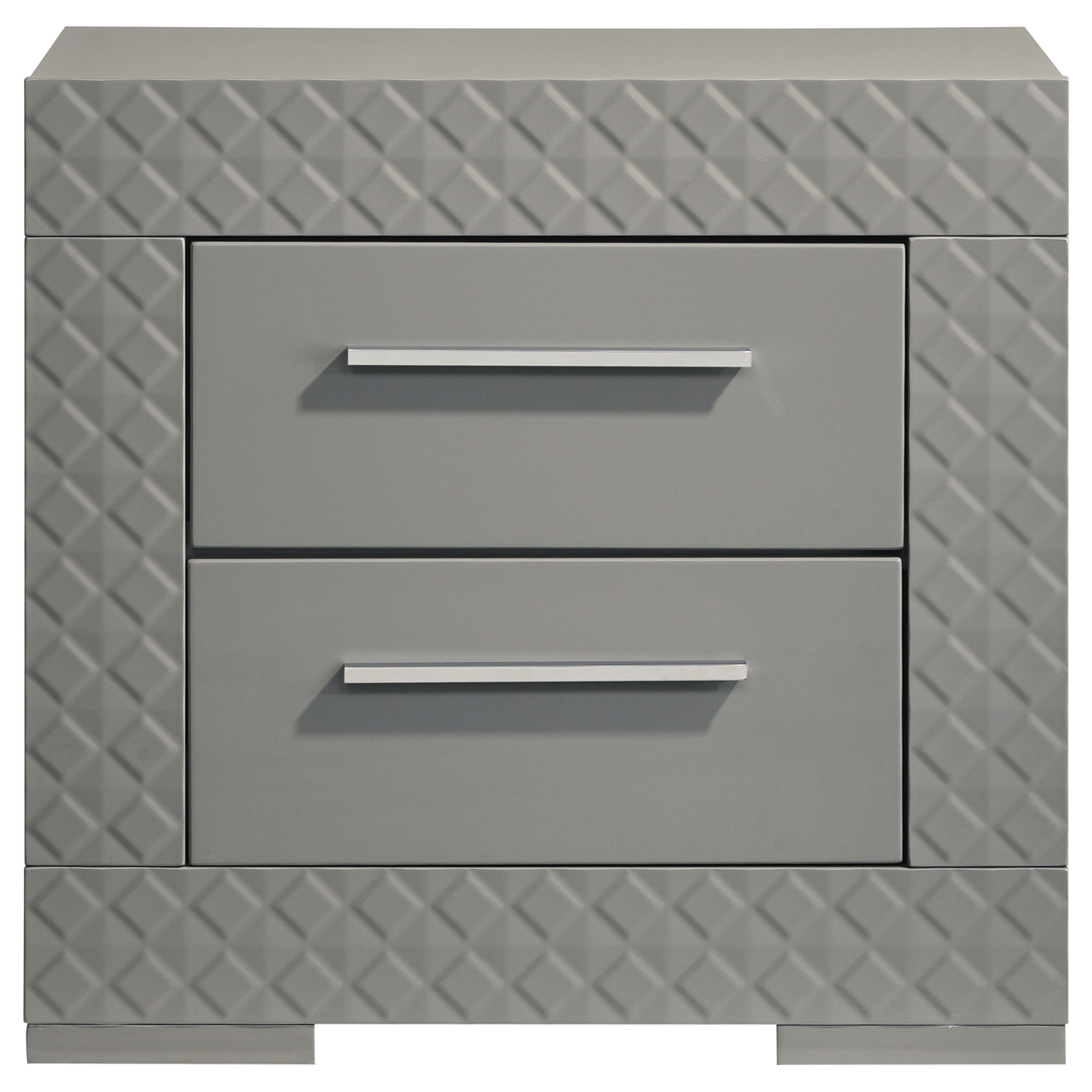 Coaster Fine Furniture Ives - 2-Drawer Nightstand Bedside Table - Gray High Gloss | Meri Furniture