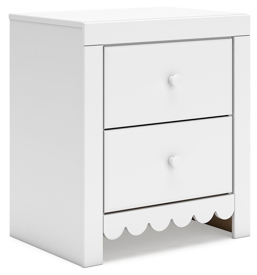 Signature Design by Ashley® Mollviney - White - Two Drawer Night Stand | Meri Furniture