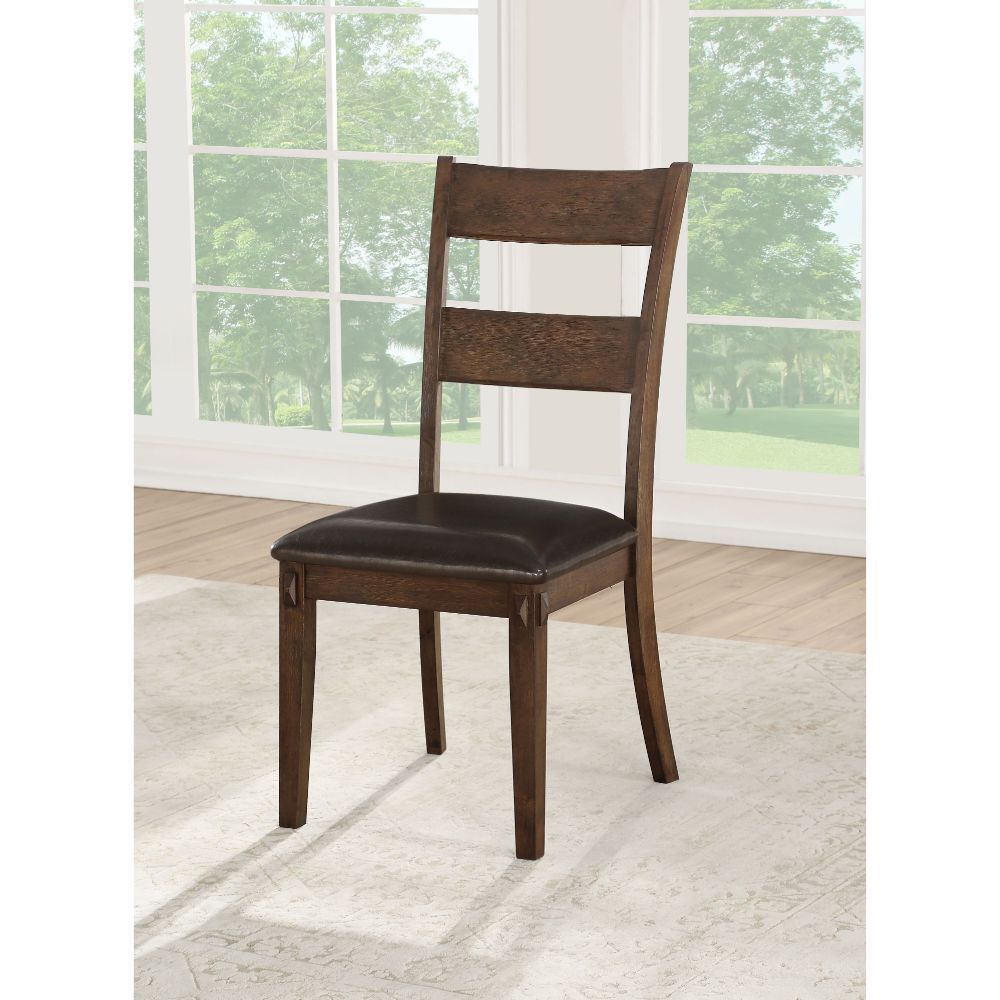 Nabirye - Side Chair Set of 2) - Esspresso Synthetic Leather & Dark Oak
