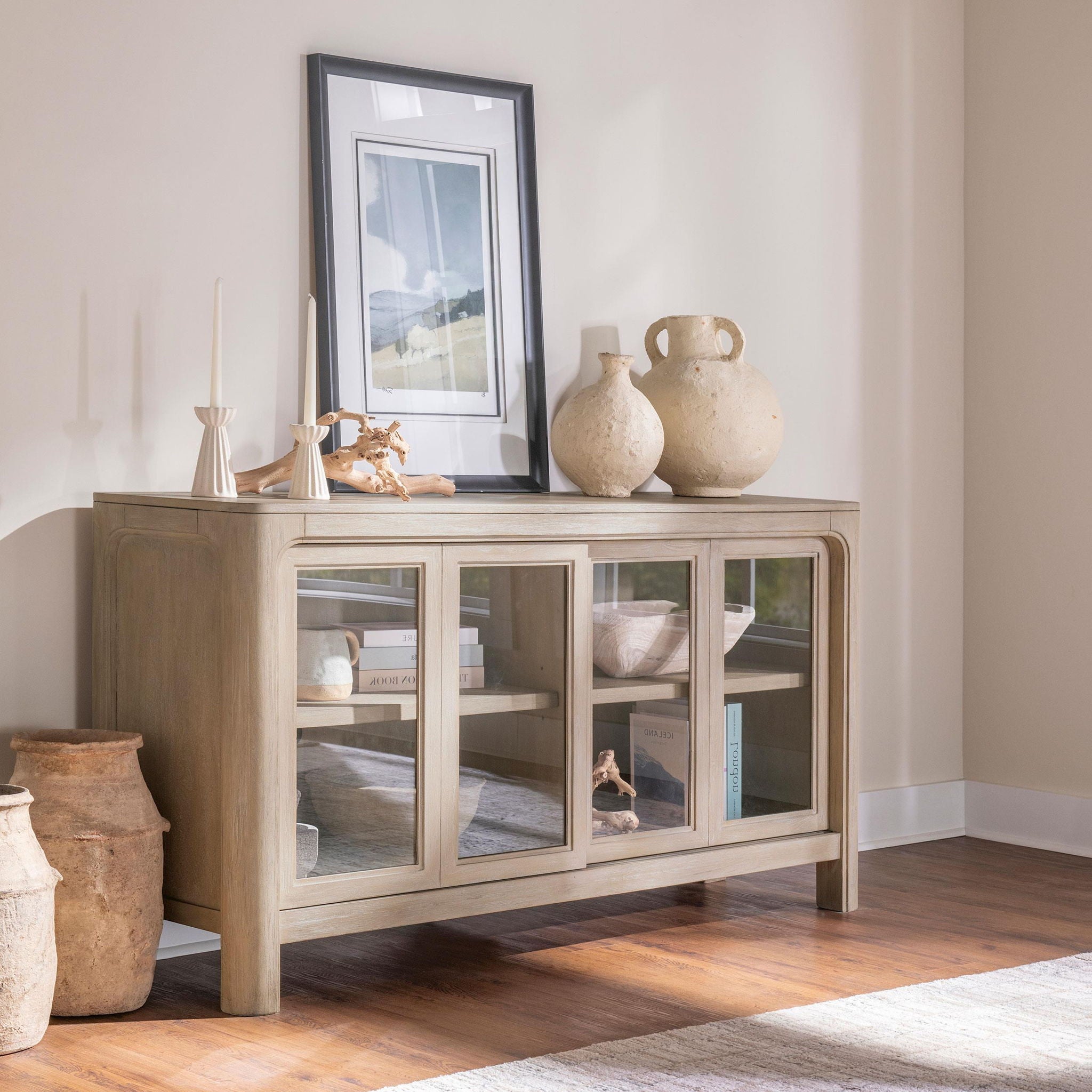Solano Sliding Door Dining Sideboard Server Weathered Mango