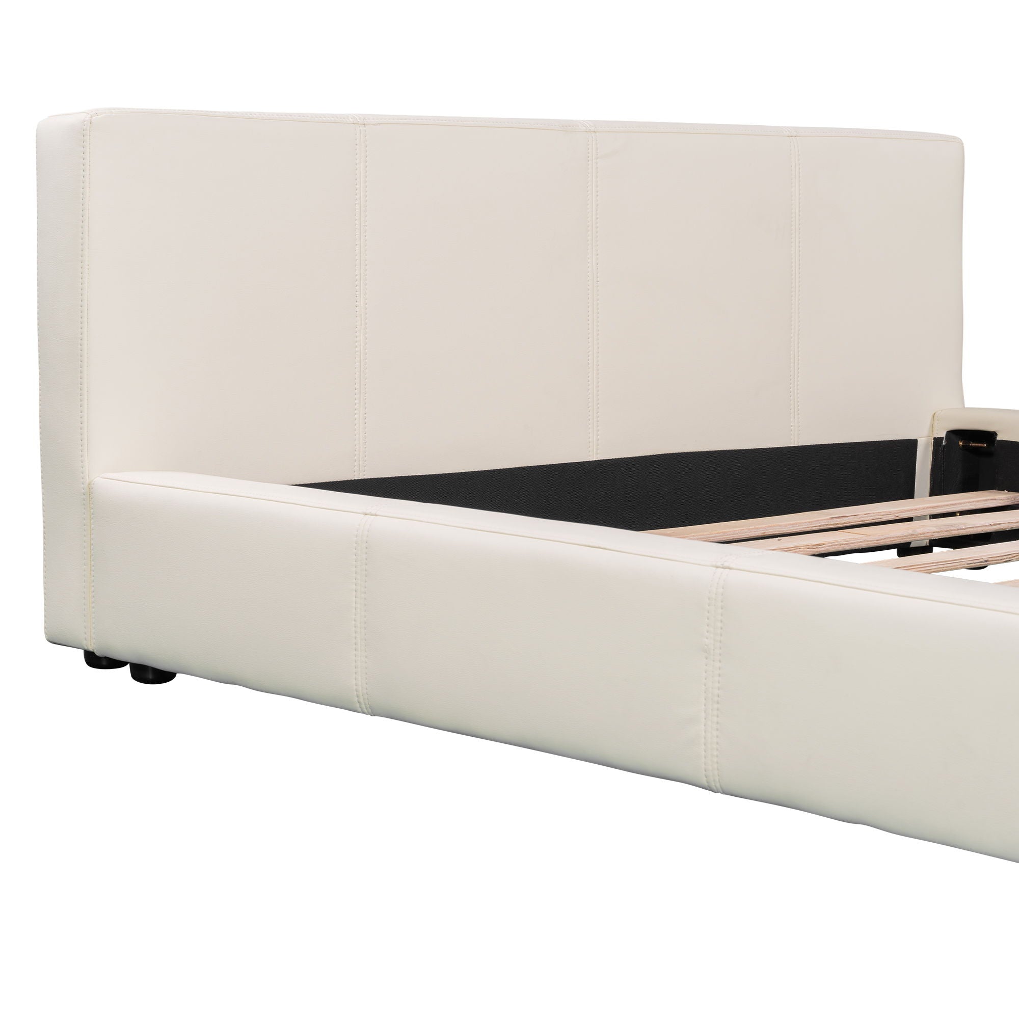 Stylish Upholstered Bed With Birch Wood Frame