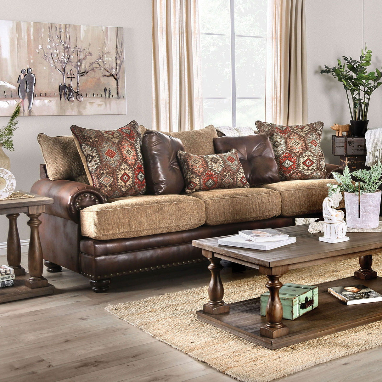 Furniture of America Fletcher - Sofa - Brown / Tan | Meri Furniture