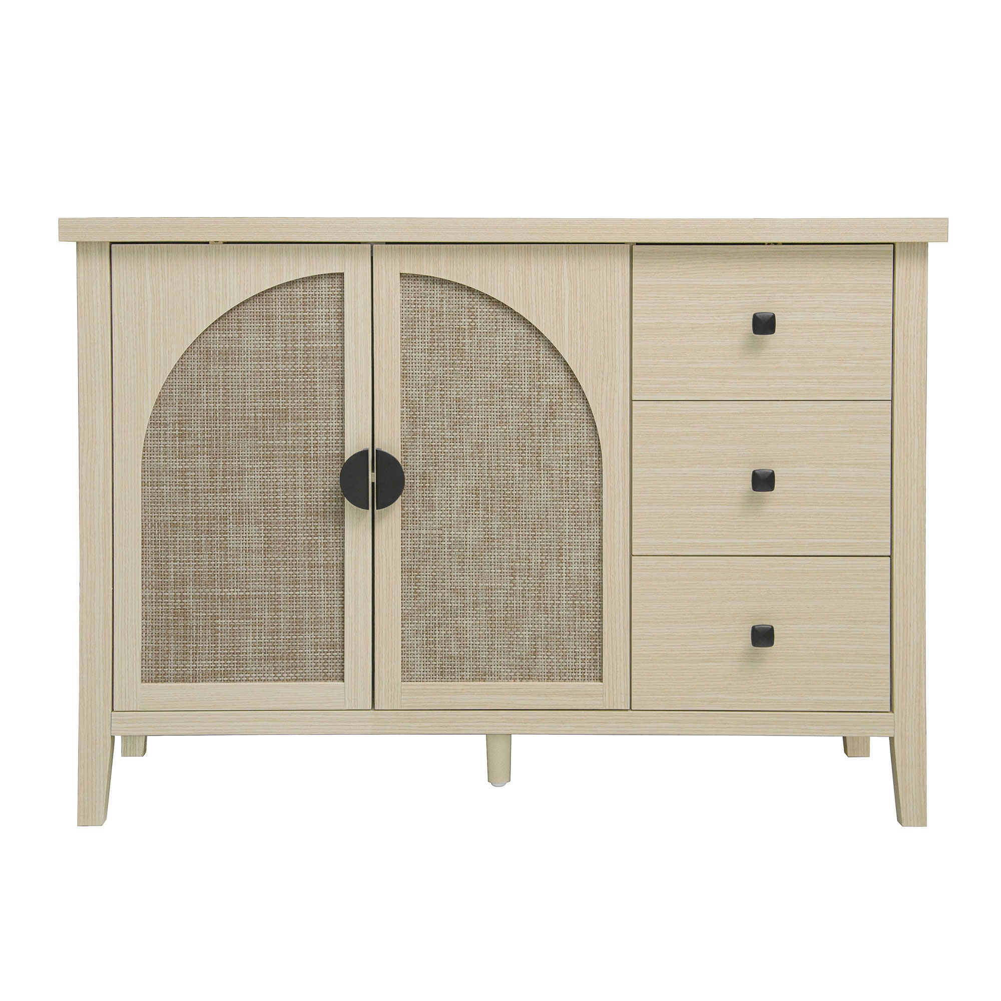 Rattan 2 Door 3 Drawer Cabinet, Suitable For Bedroom - Natural