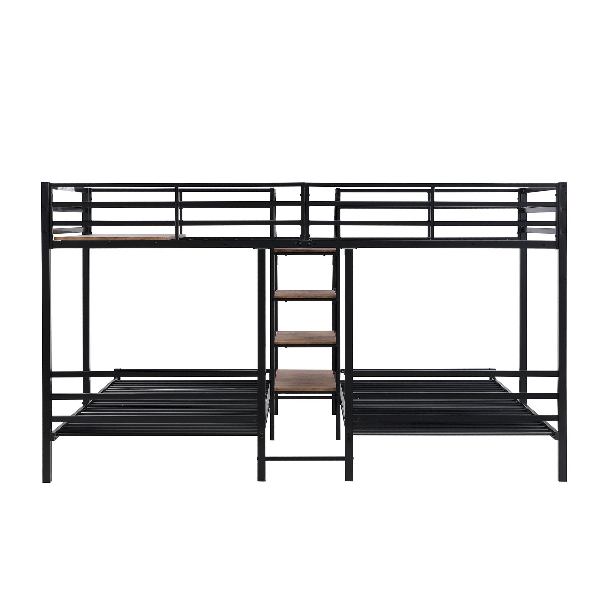 Metal Bunk Bed With Storage Shelves Staircase