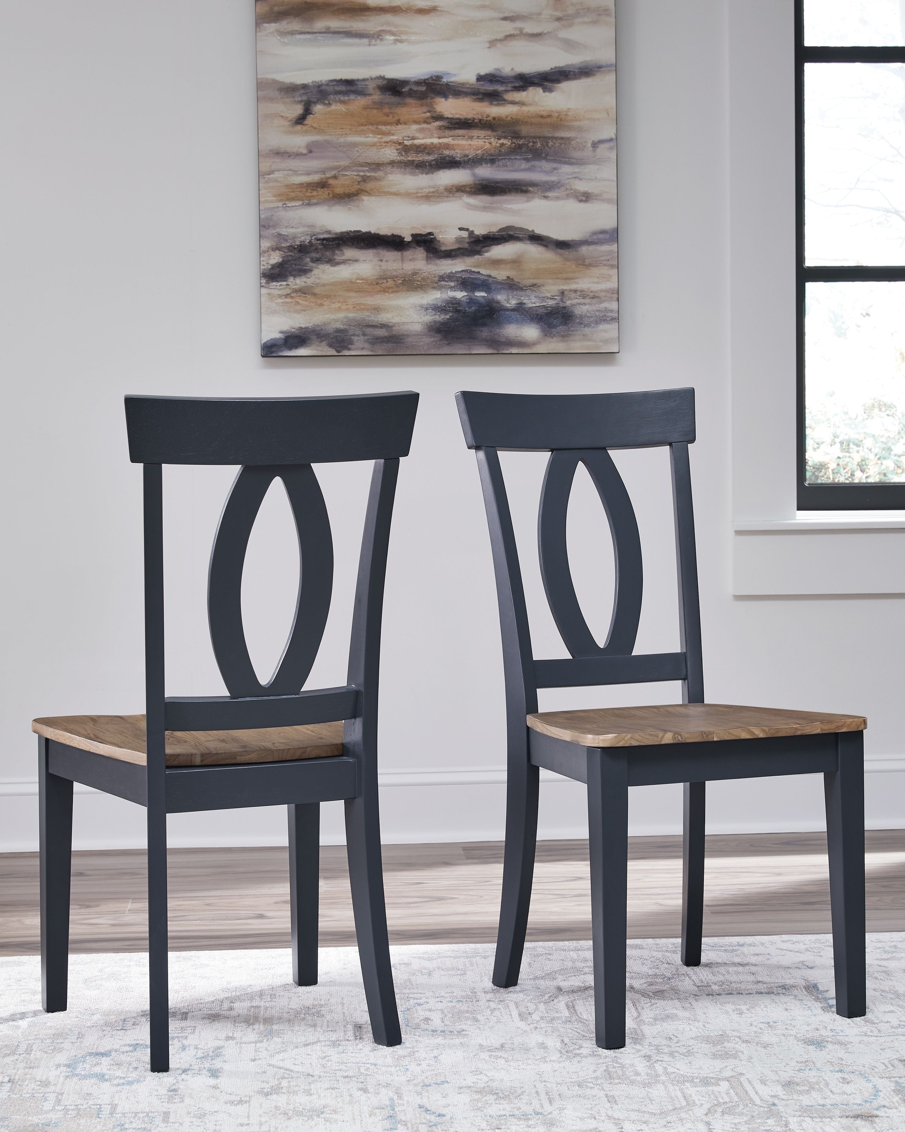 Signature Design by Ashley® Landocken - Brown / Blue - Dining Room Side Chair (Set of 2) | Meri Furniture