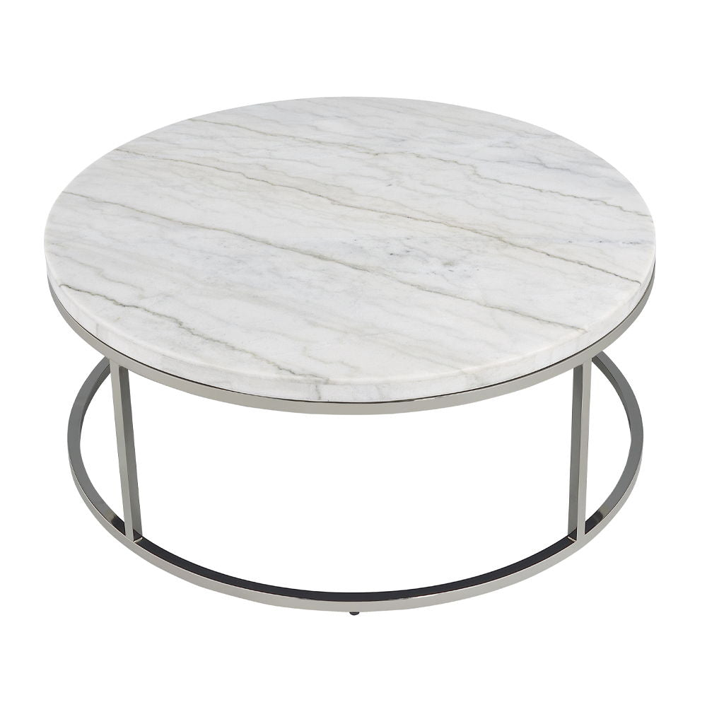 ACME Zaidee - Coffee Table With Marble - Nickel | Meri Furniture