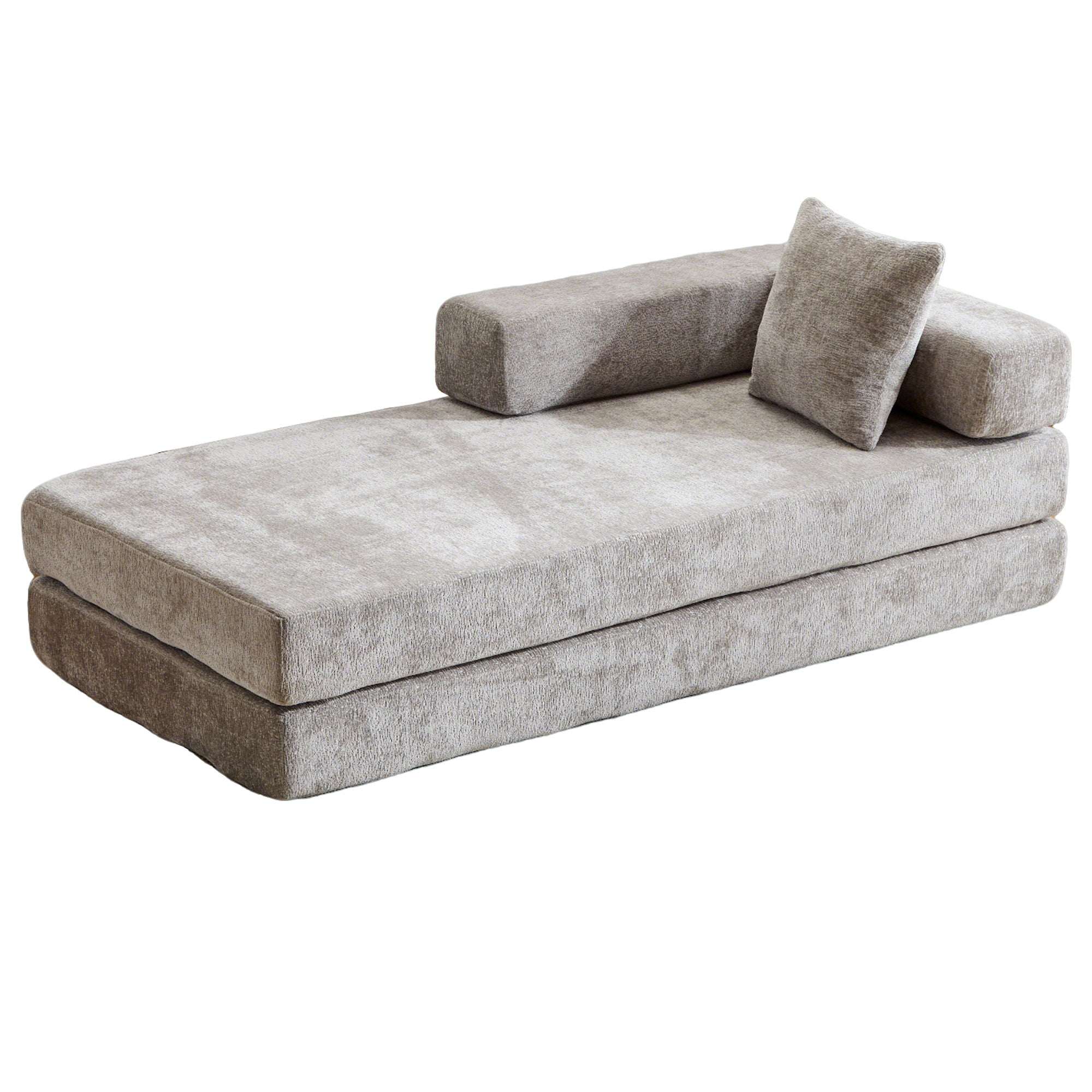 Convertible Floor Sofa Bed With Pillow Back Support Armrest