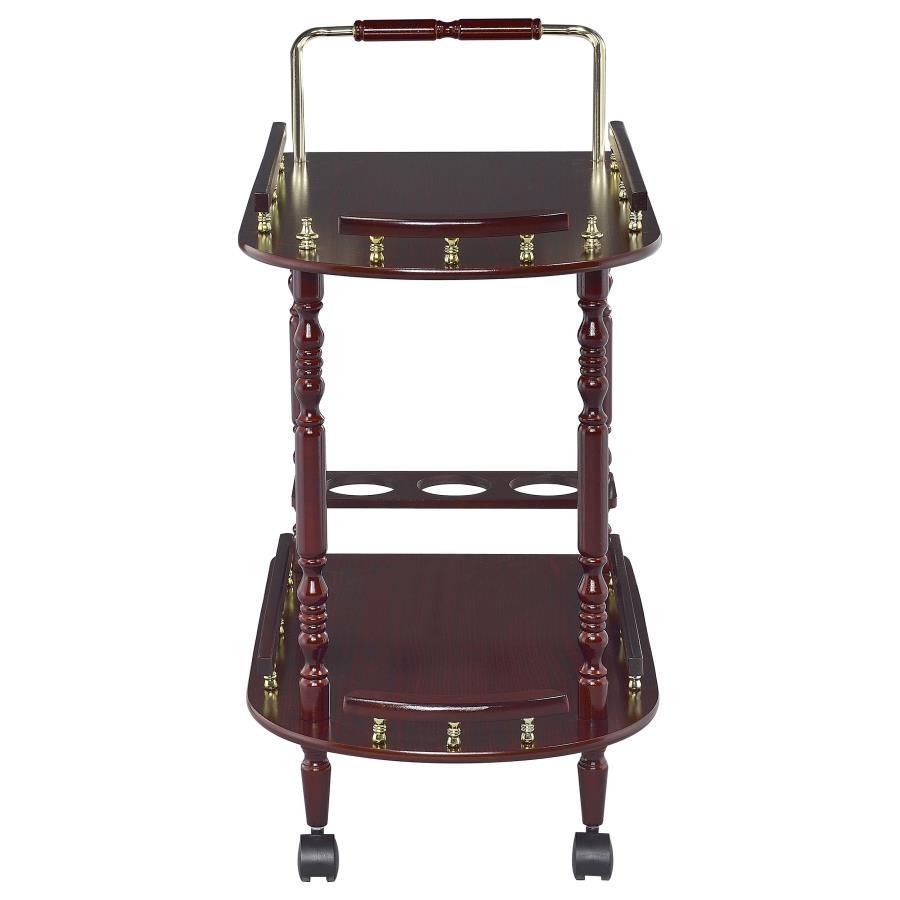 Coaster Fine Furniture Palmer - 2-Tier Rectangular Wood Bar Cart - Merlot | Meri Furniture