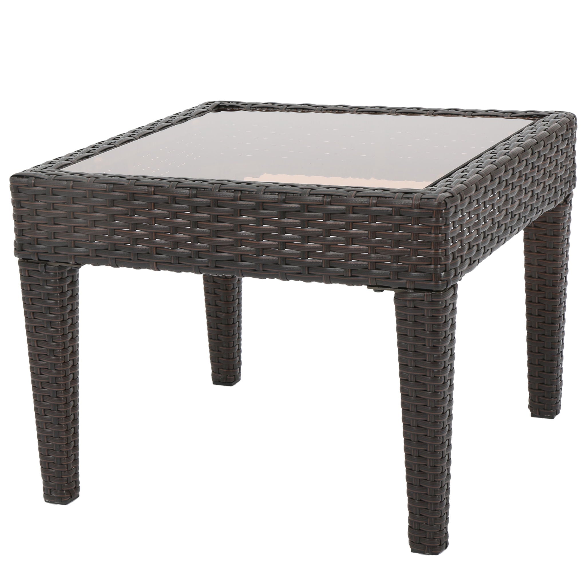 Nebulosity - Outdoor Accent Table With Square Glass Top - Brown Multi
