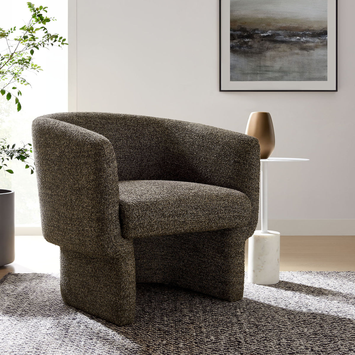 Muse Boucle Fabric Barrel Accent Chair by Modway