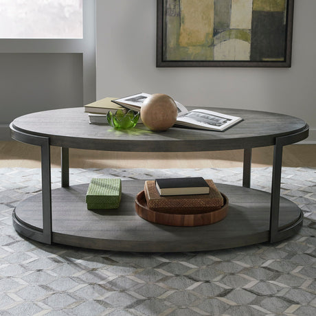 Liberty Furniture Modern View - Oval Cocktail Table - Dark Gray | Meri Furniture
