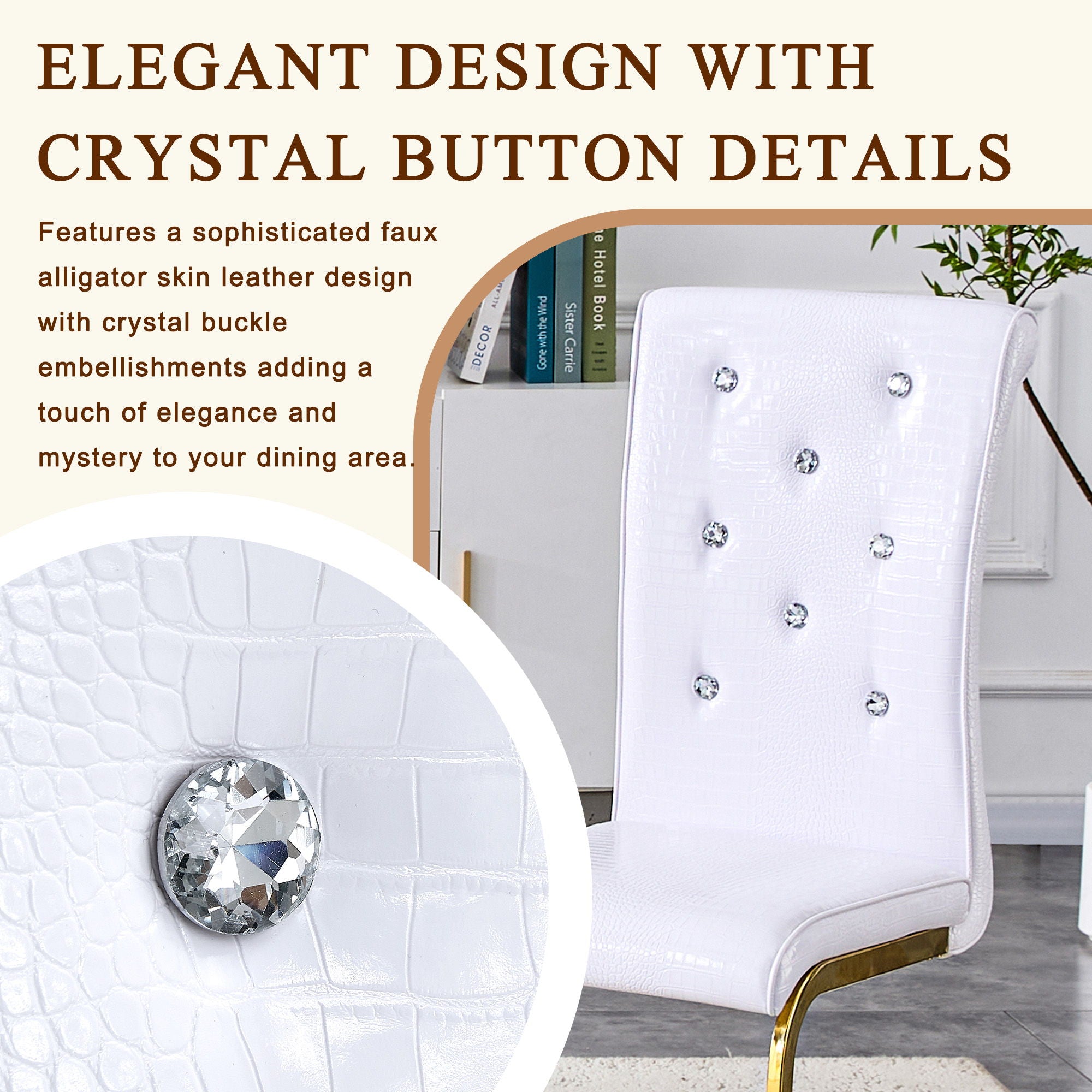 Elegant Design Alligator Skin Upholstered Dining Chairs