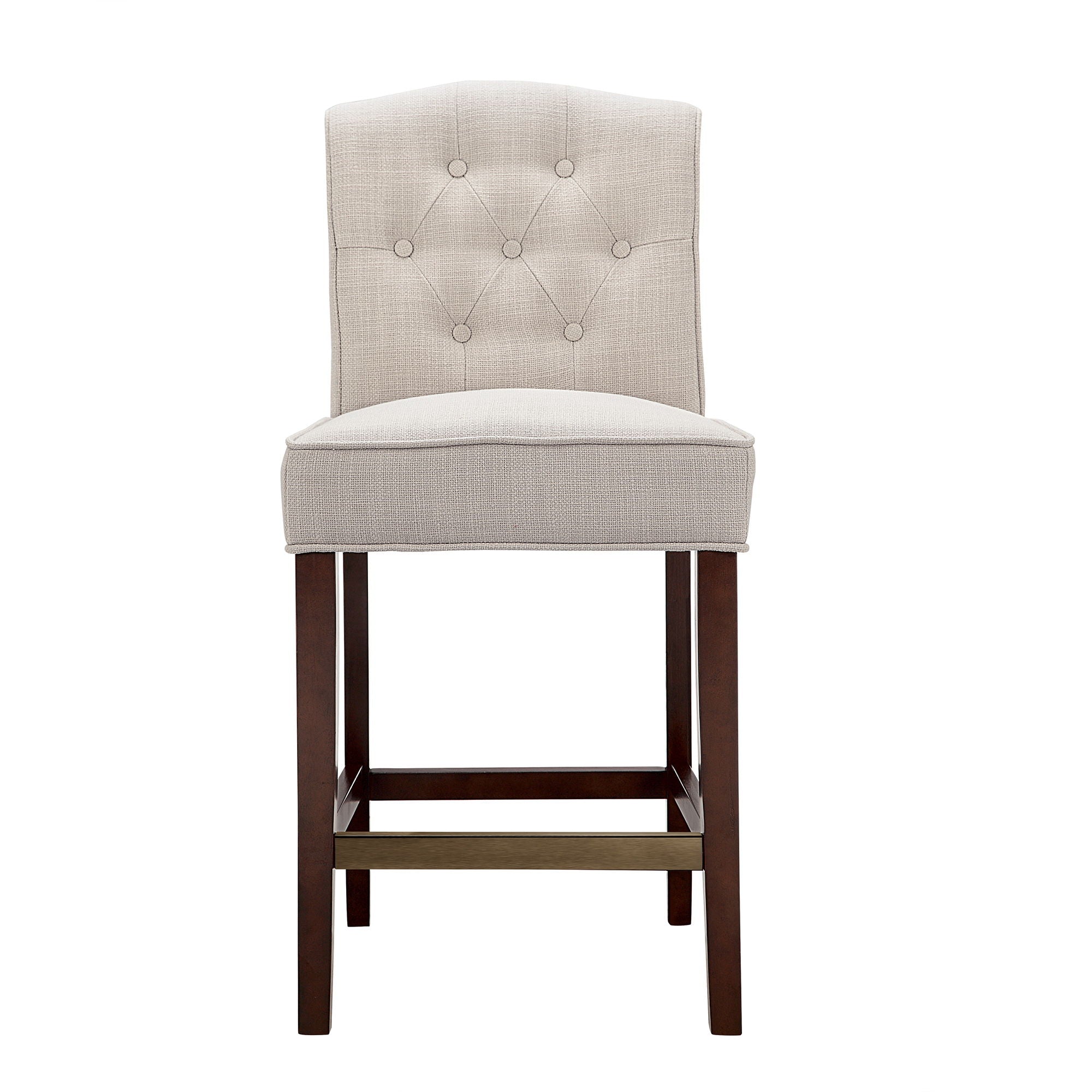 Tufted Counter Stool With Button Tufted Back - Tan