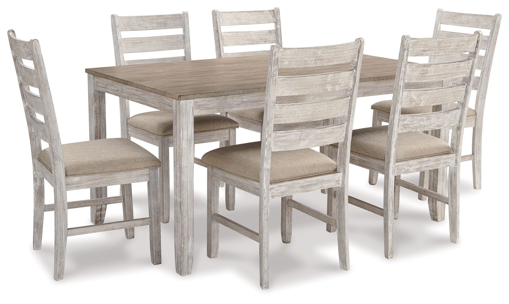 Signature Design by Ashley® Skempton - White - Dining Room Table Set (Set of 7) | Meri Furniture