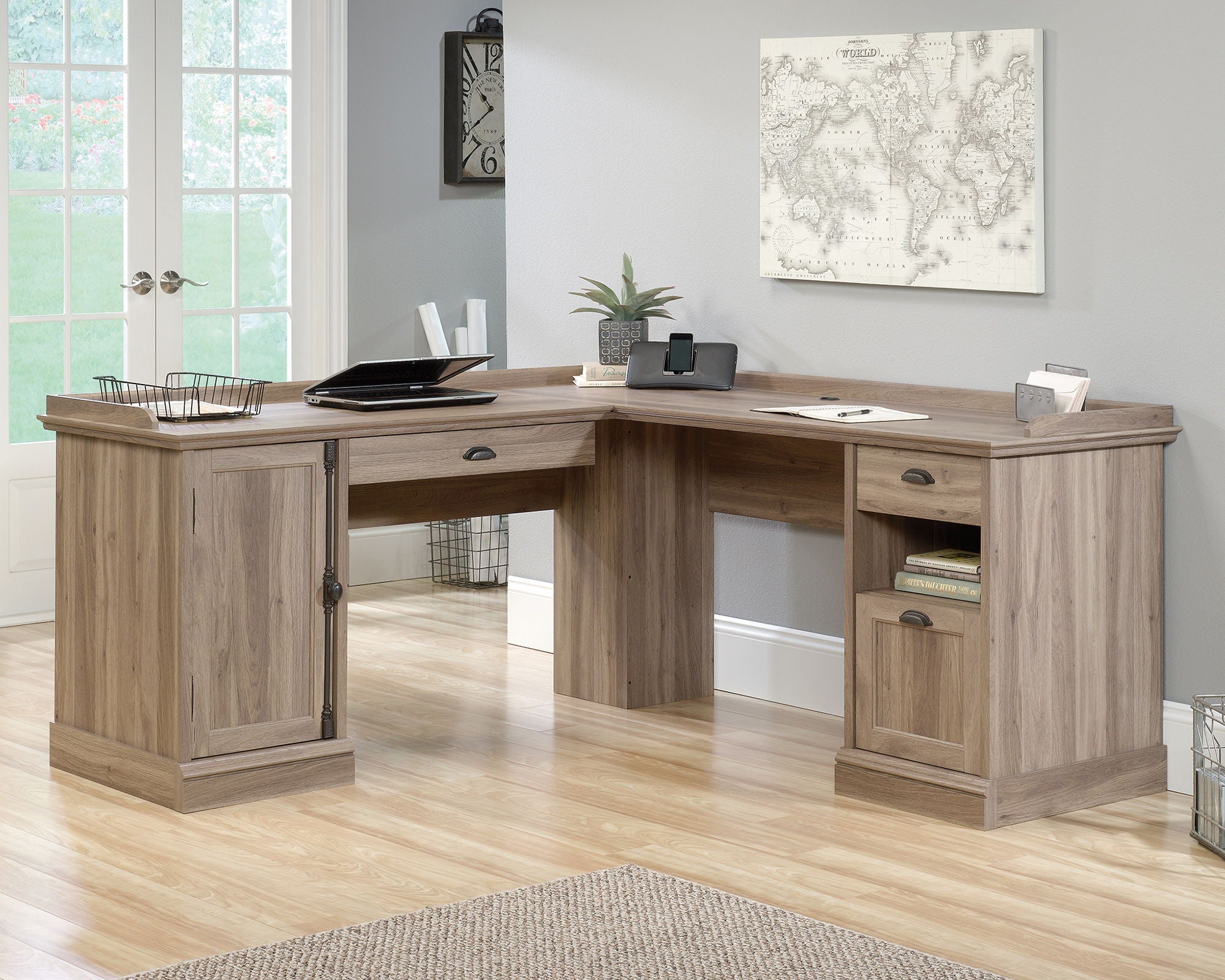L-Shaped Desk in Salt Oak