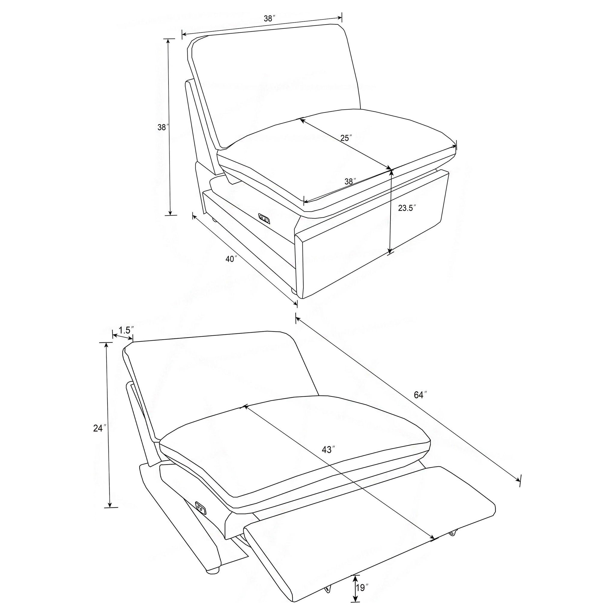 Collins Modular Power Armless Recliner Grey