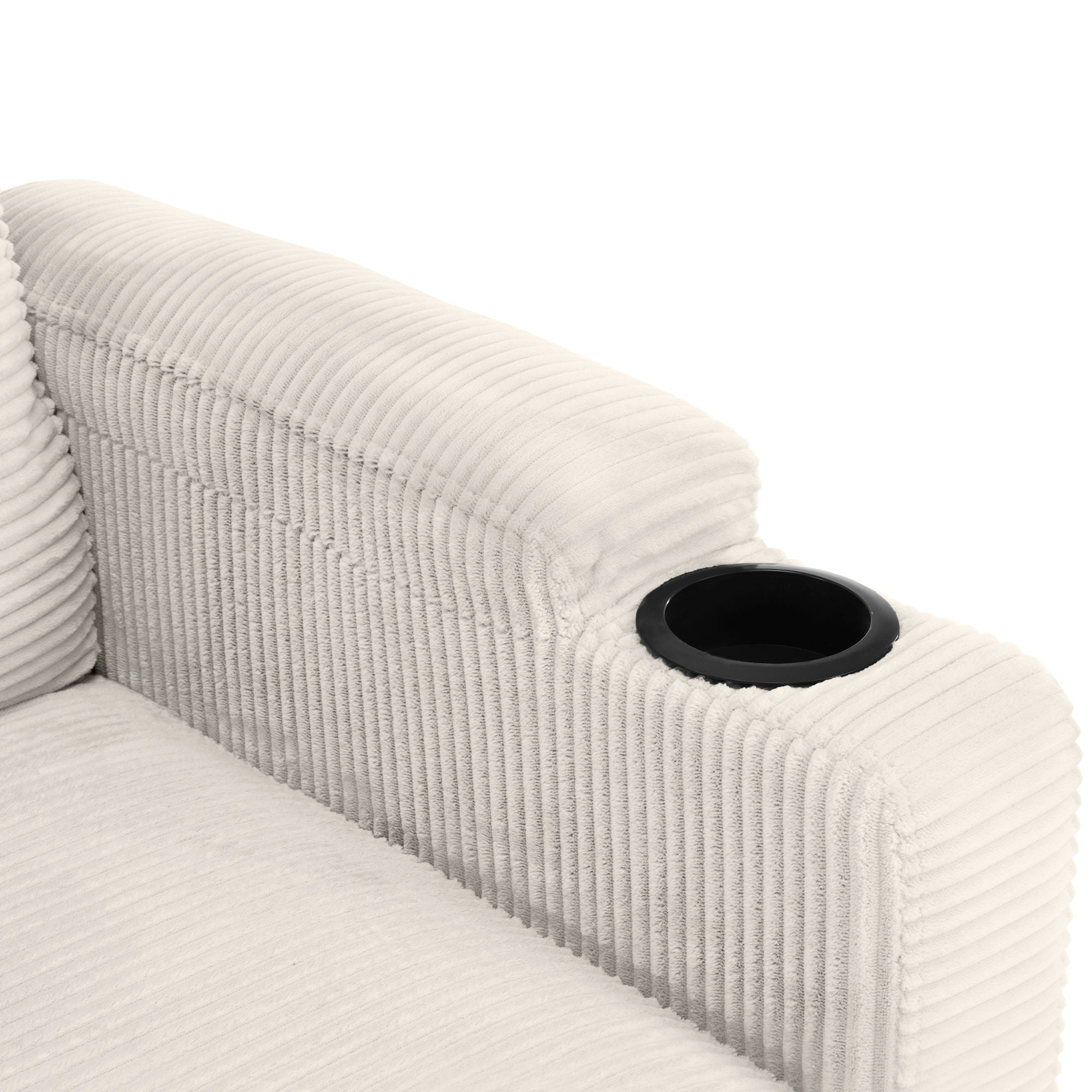 Corduroy Sleeper Sofa Loveseat Sofa With Full Size Mattress, 2 USB Ports, 2 Cup Holders, 2 Side Pockets And Phone Holder