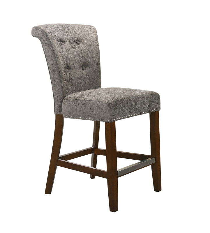 Auggie 20.5"W Gray Fabric Counter Height Chair with Nailhead Trim