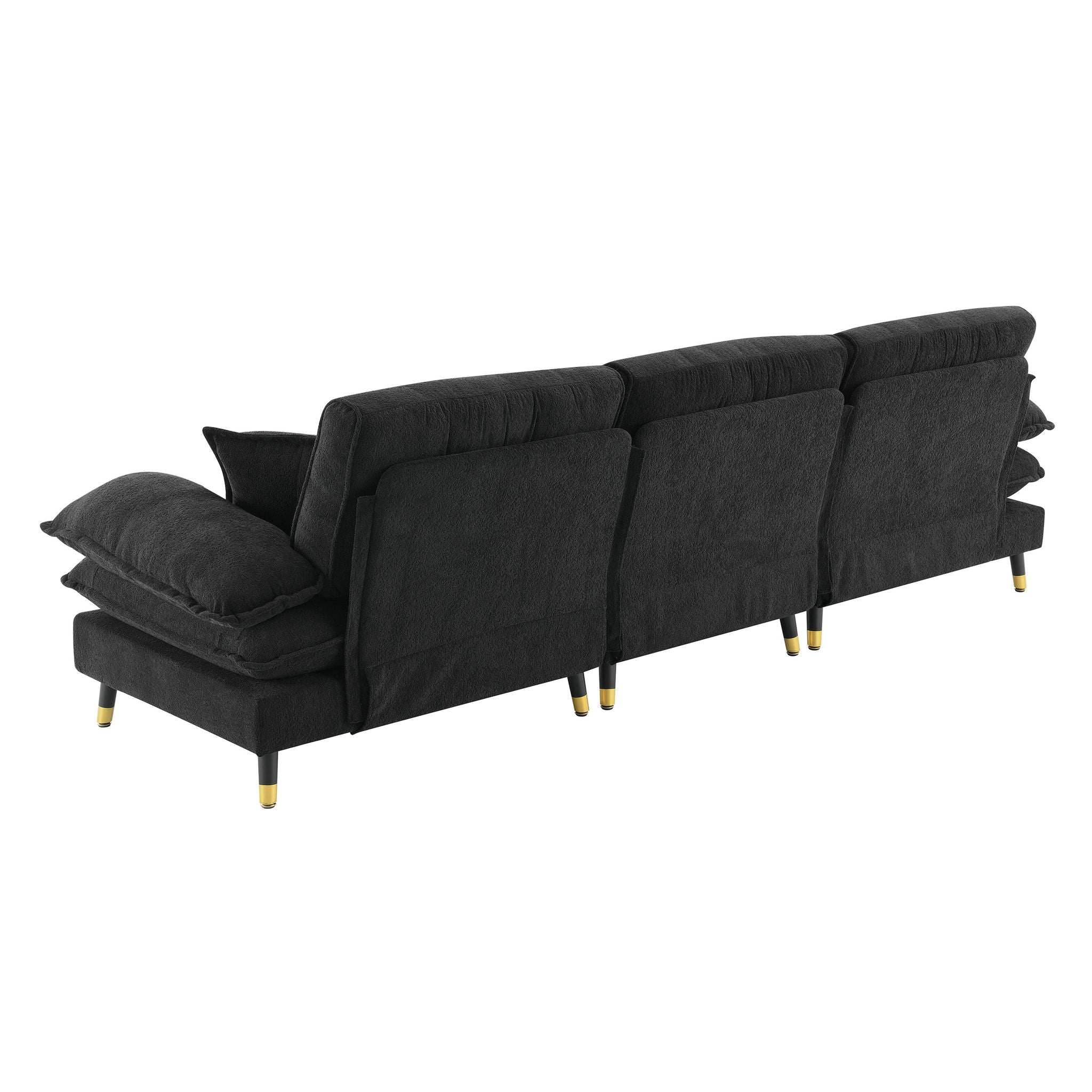 L Shaped Convertible Sectional Sofa 4 Seat Tufted Couch Set With Two Tone Adjust Legs Cloud Movable Ottoman
