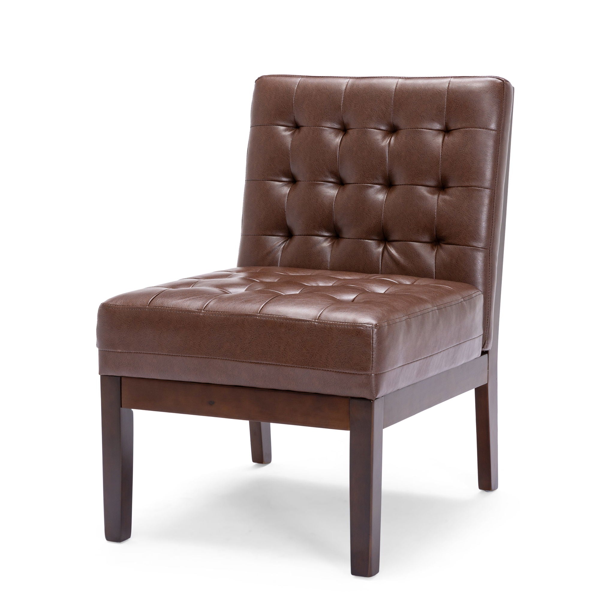 Contemporary Accent Chair With Tufted Waffle Stitch - Dark Brown