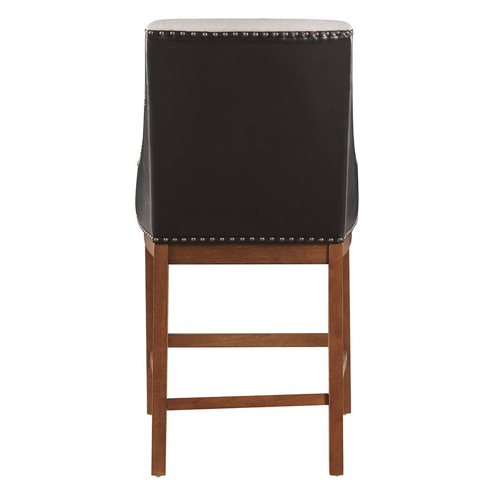 Gilsea - Counter Height Chair Set of 2) - Fabric, Brown Synthetic Leather & Brown