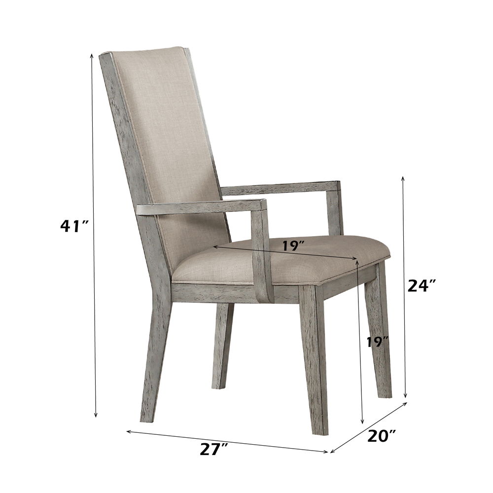 Rocky - Arm Chair Set of 2) - Fabric & Gray Oak