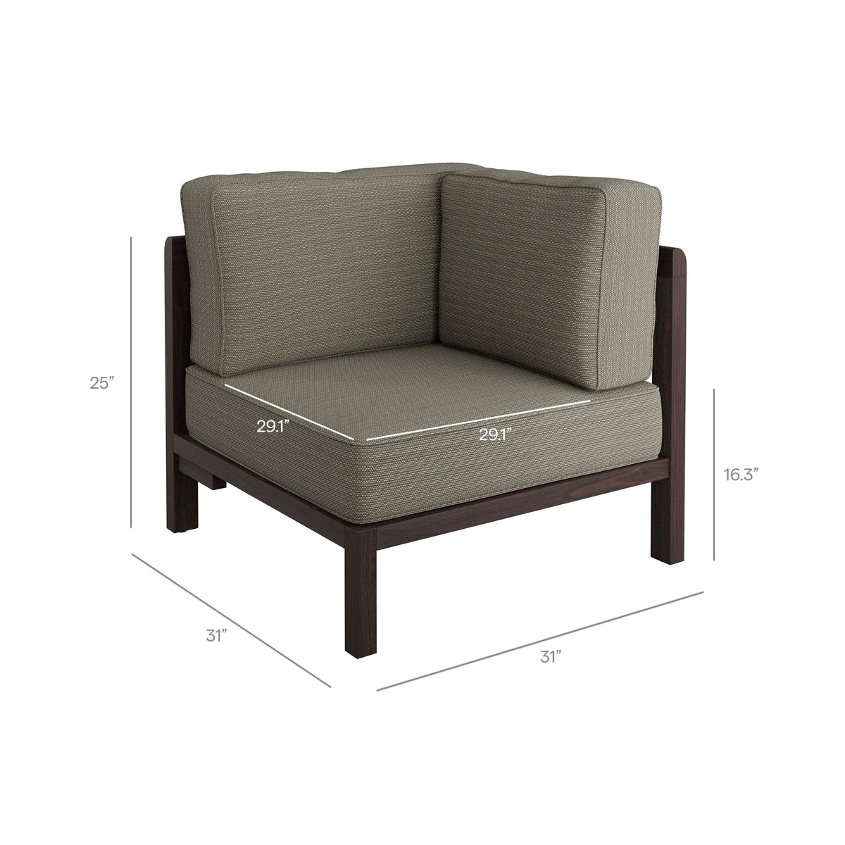 Kona Outdoor Patio Teak Wood Corner Modular Chair by Modway