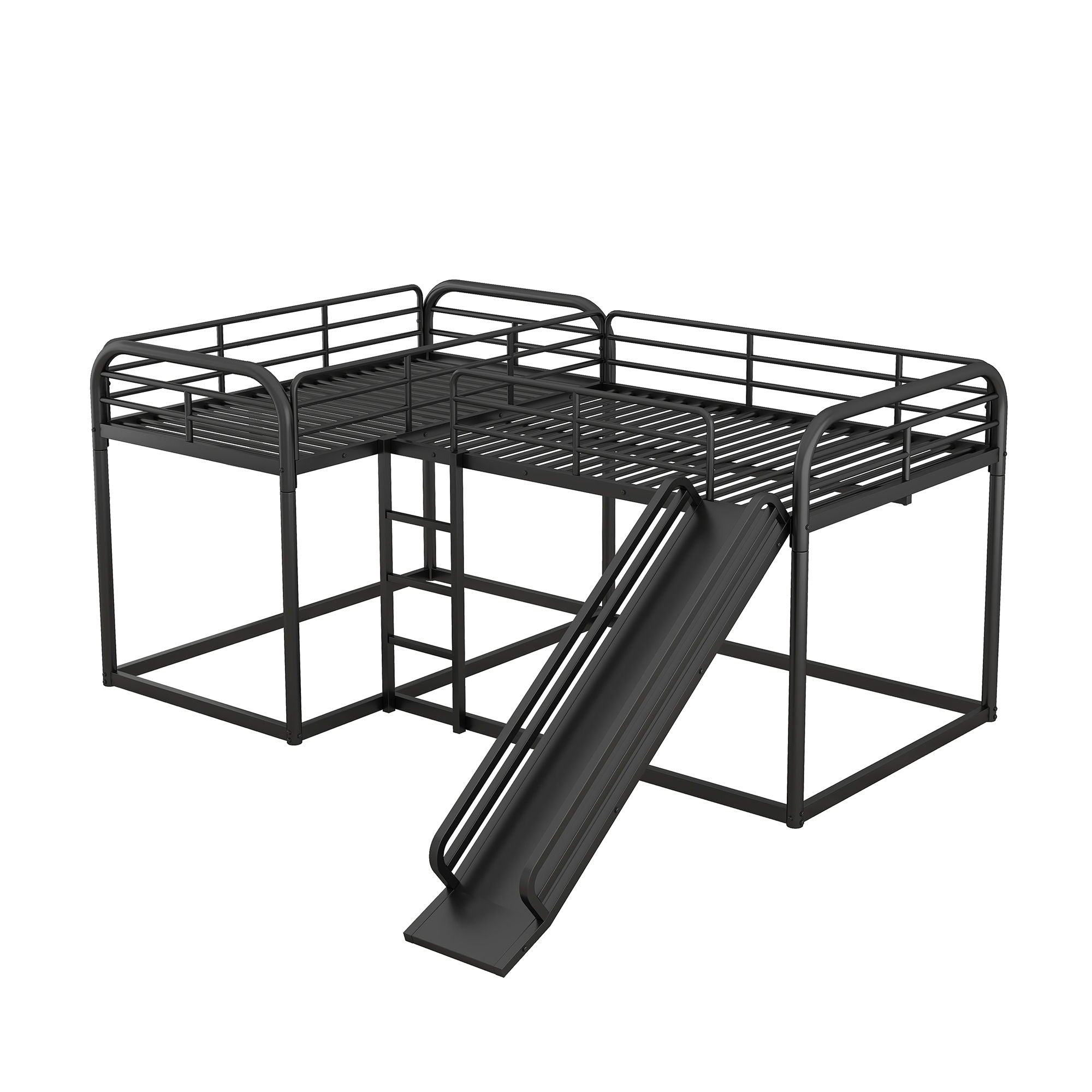 L Shaped Bunk Bed With Slide And Short Ladder