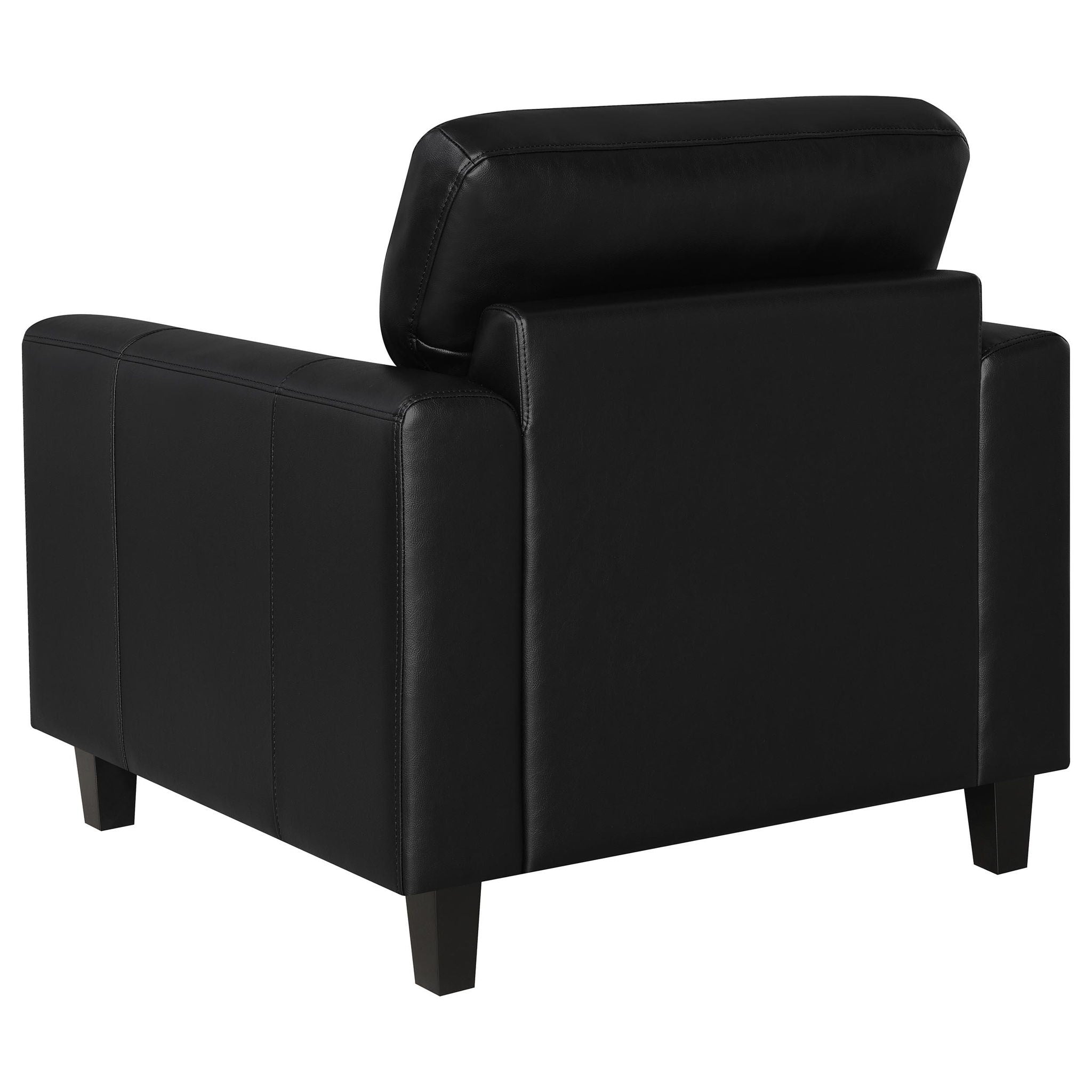 Scotland 3-piece Faux Leather Upholstered Sofa Set Black