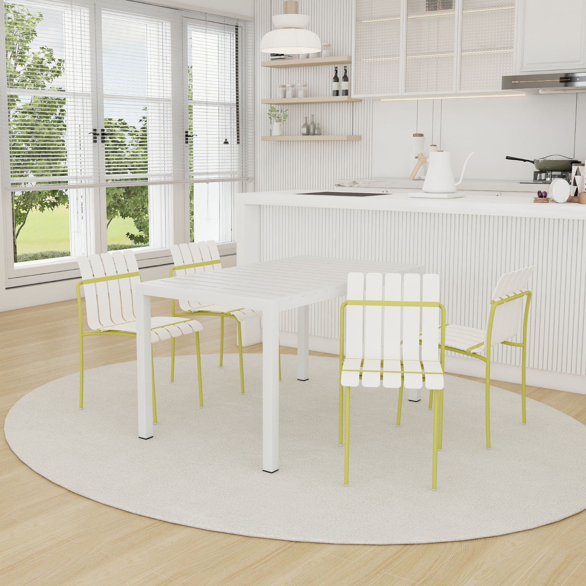 4 Piece Set Of Modern Color Block Designed Single Chairs