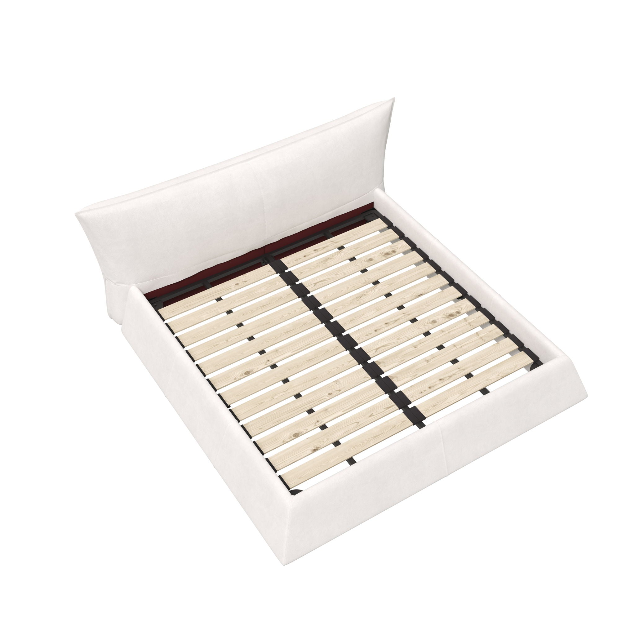 King Size Platform Bed With Special-Shaped Headboard - Cream