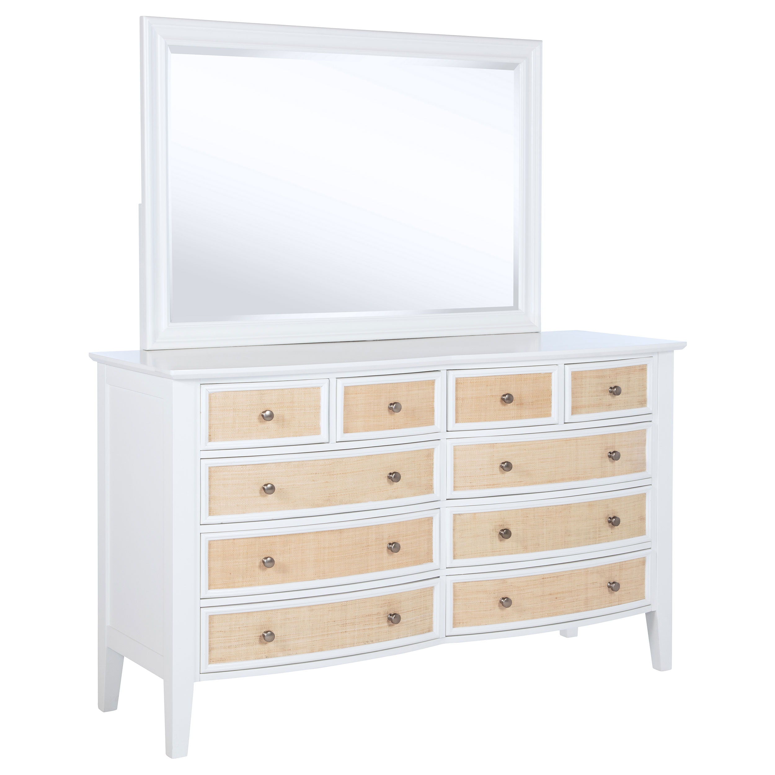 Coaster Fine Furniture Bexhill - 10-Drawer Dresser And Mirror - White | Meri Furniture