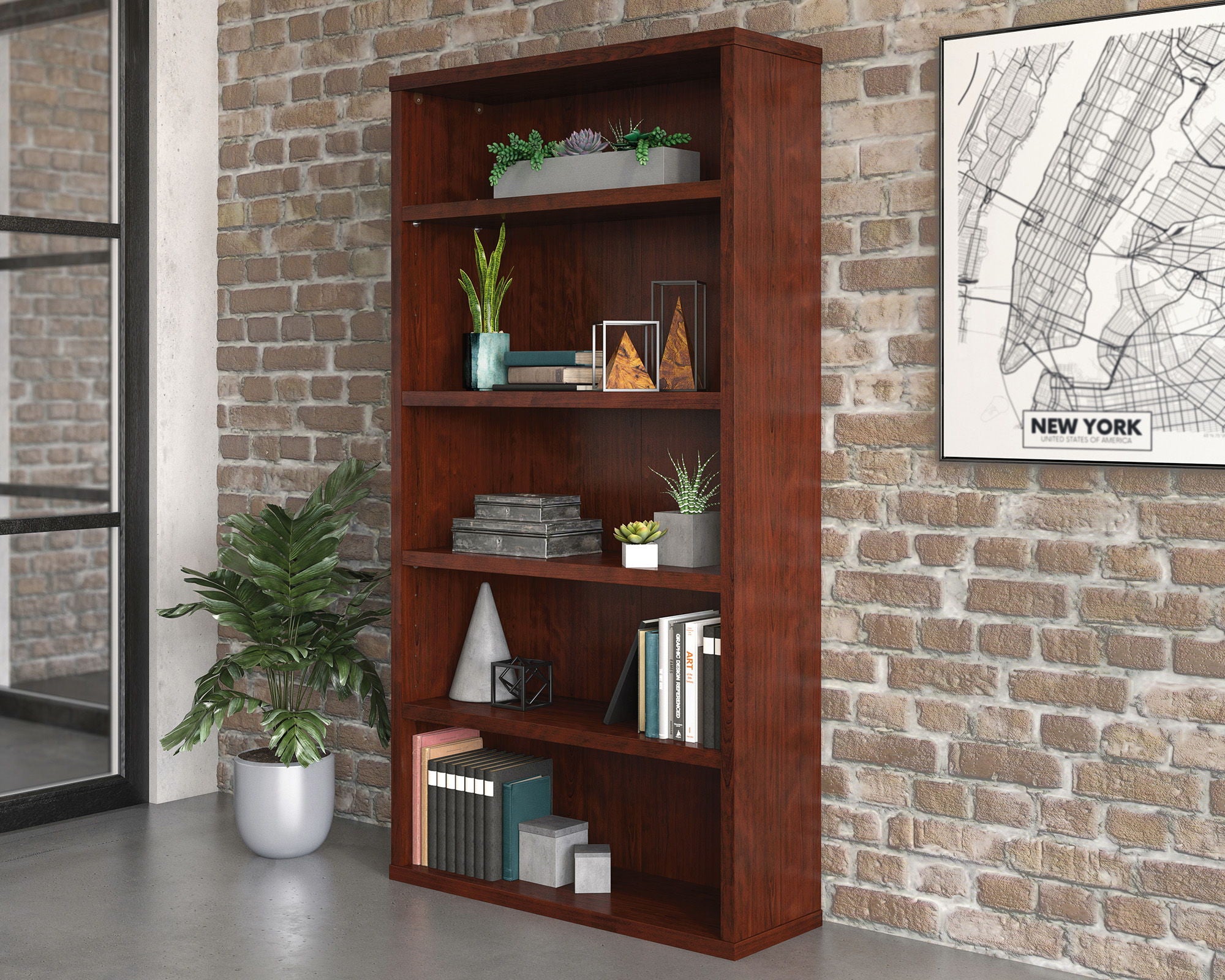 5-Shelf Commercial Office Storage in Cherry