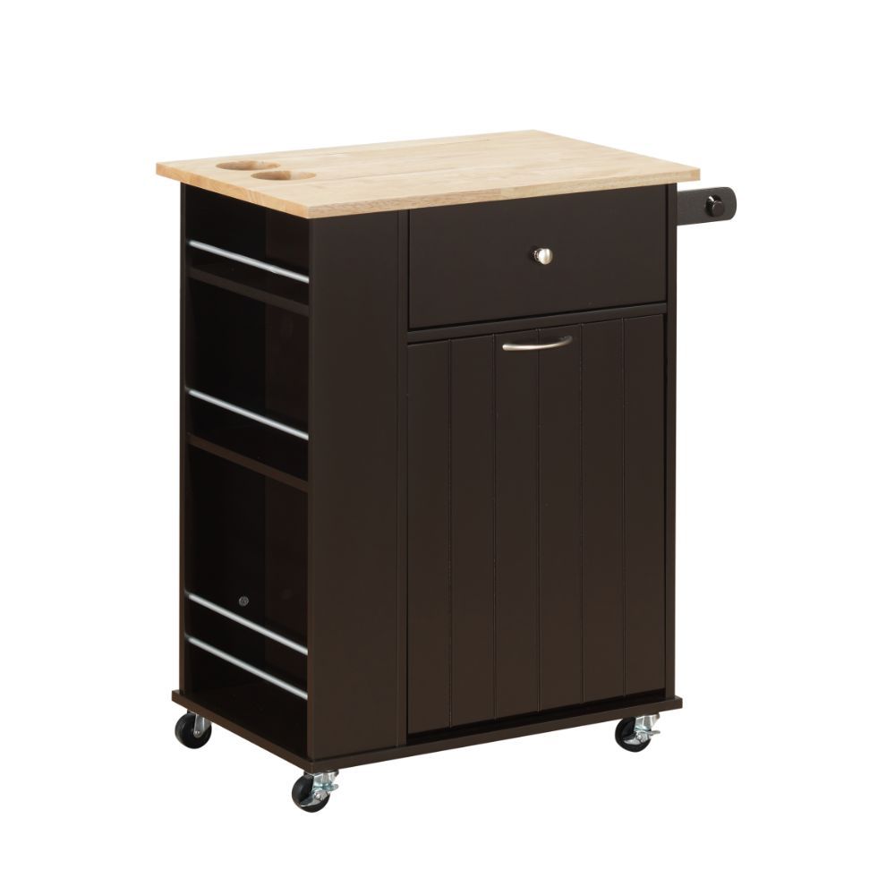 ACME Zina - Kitchen Cart - Natural & Wenge | Meri Furniture