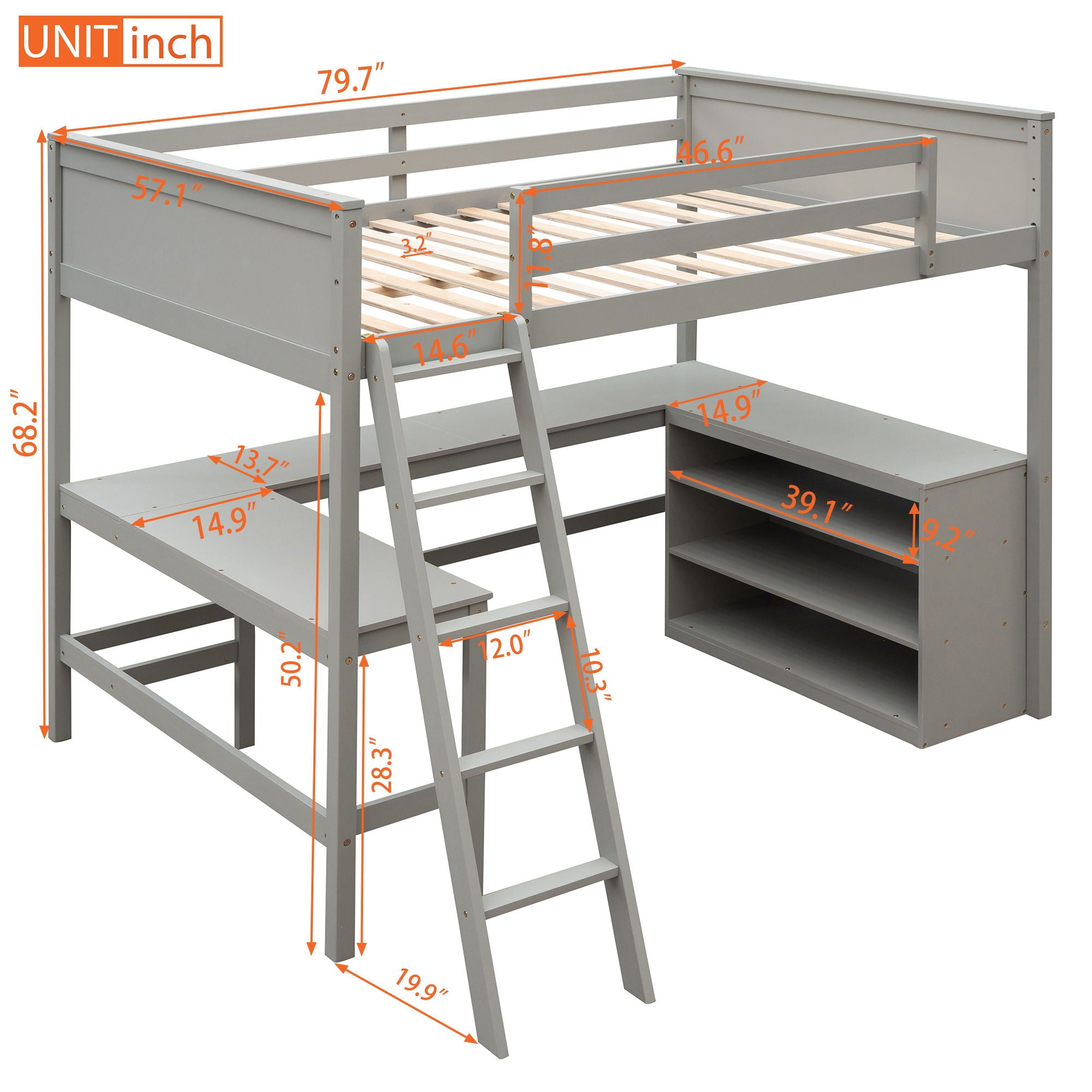Loft Bed With Shelves With Desk